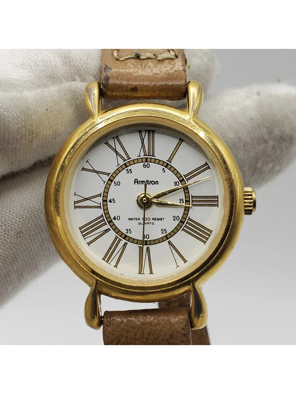 Vintage Armitron Womens Watch 24mm White Dial Roman Numerals New Battery